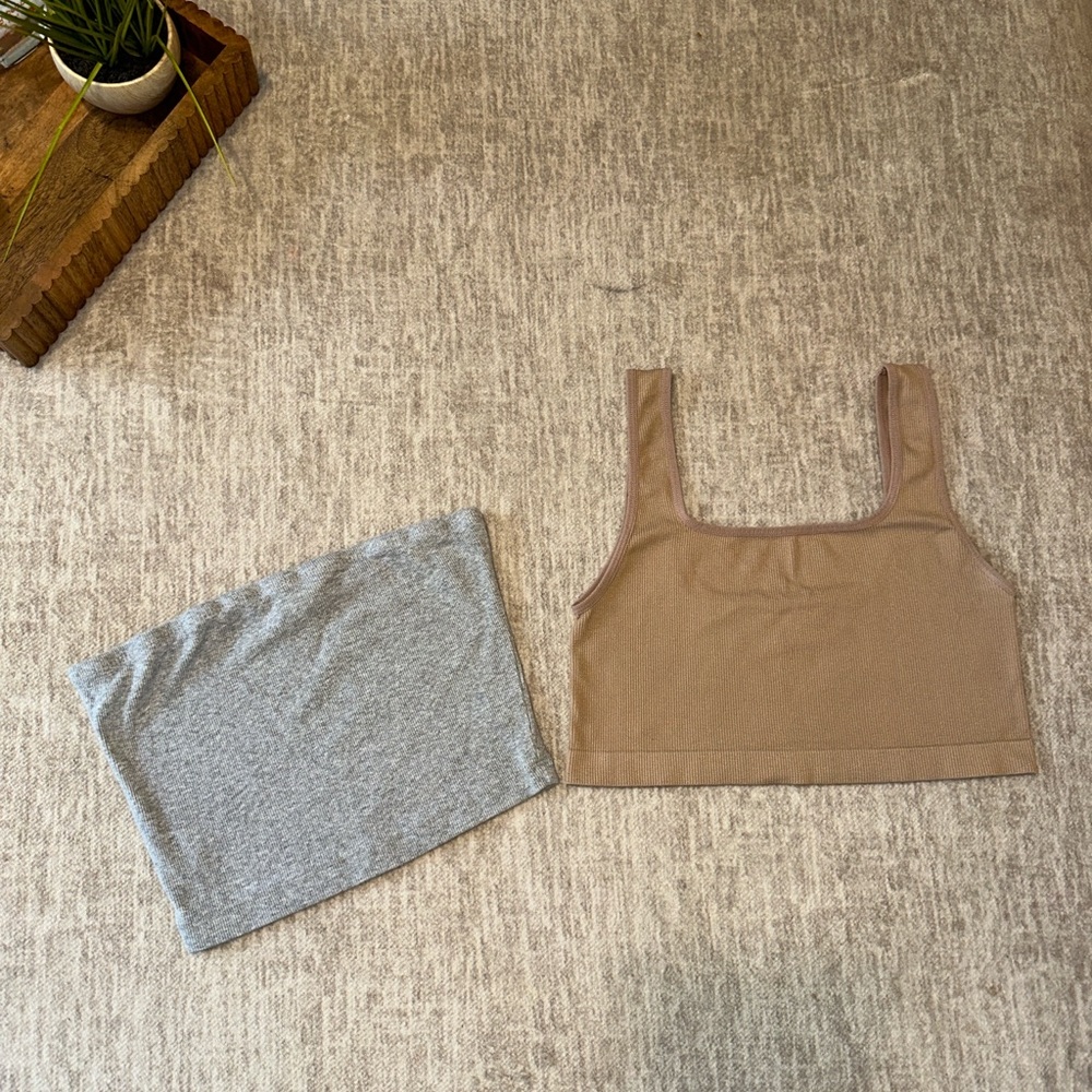 Grey tube top & tan bra bundle
